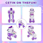 Boys Girls Kids Skates Children Roller Skates Skating Shoes PU Flashing 4 Wheels Roller Skates Sliding Adjustable Quad Sneakers