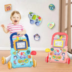 New Music Baby Walker with Drawing Board Standing Toddler Trolley Walking Practice AntiRollover Baby Stroller Toy Children