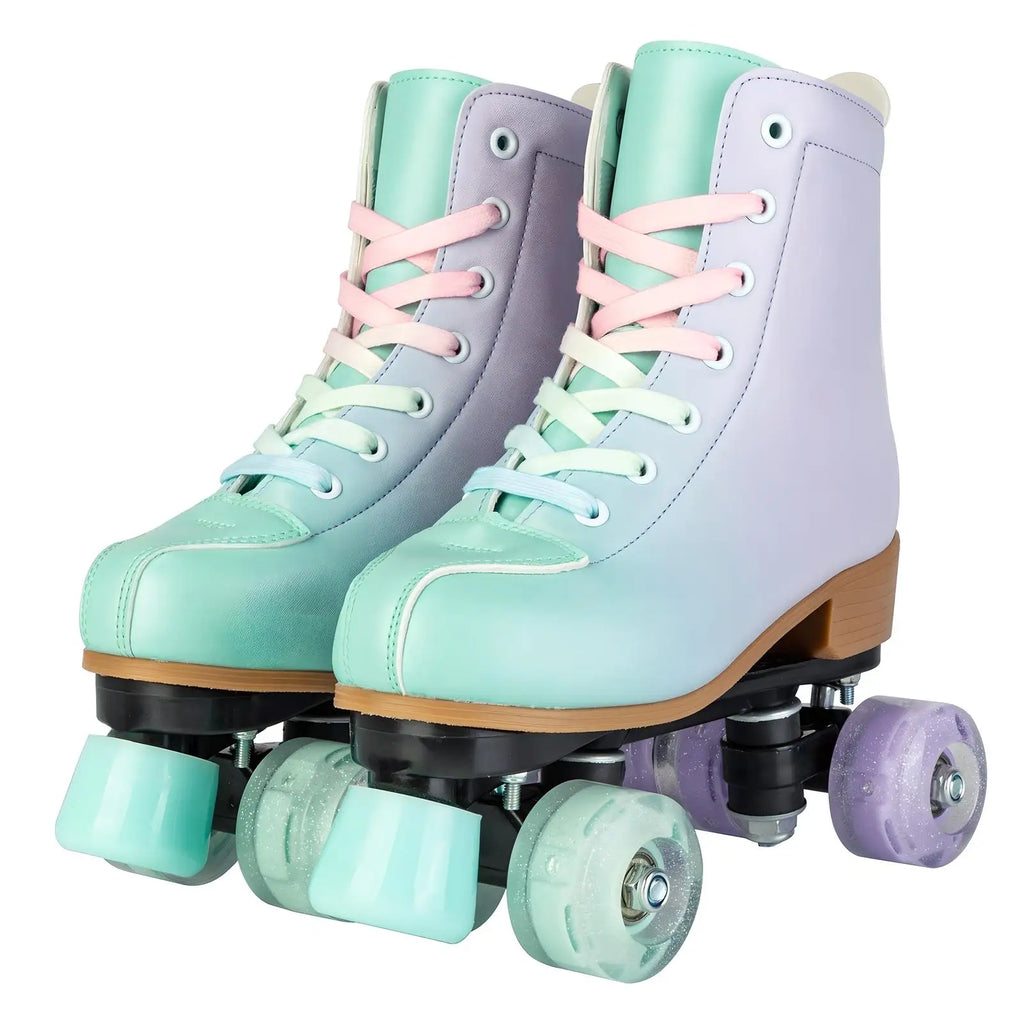 size 32 -41 Leather Double Row Roller Skates Inline Skate Shoes 4 Wheels Sneakers Women Men Adults Outdoor Sports Ice Skating