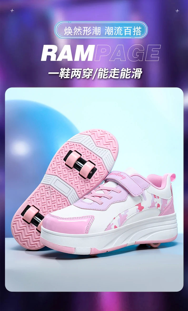 Roller Skate Shoes Kids Snickers With Wheels Children Rollerskates Fashion Outdoor Sports Shoes Girls Boys Gifts For Kids