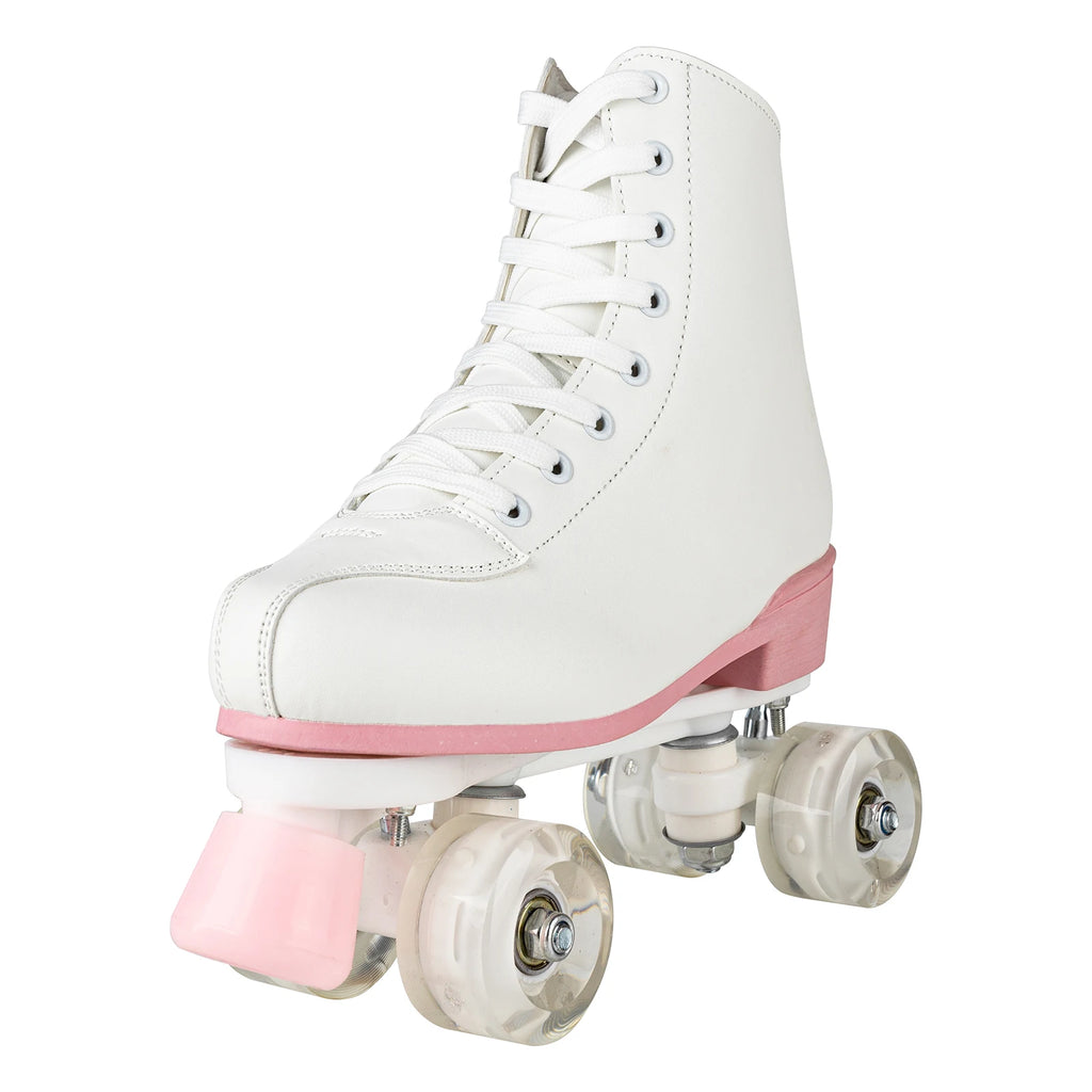 size 32-40 White Roller Skates for Women PU Leather Sneakers Flash Wheels Shoes for Beginners Teens for Woman Girls Boys Adult