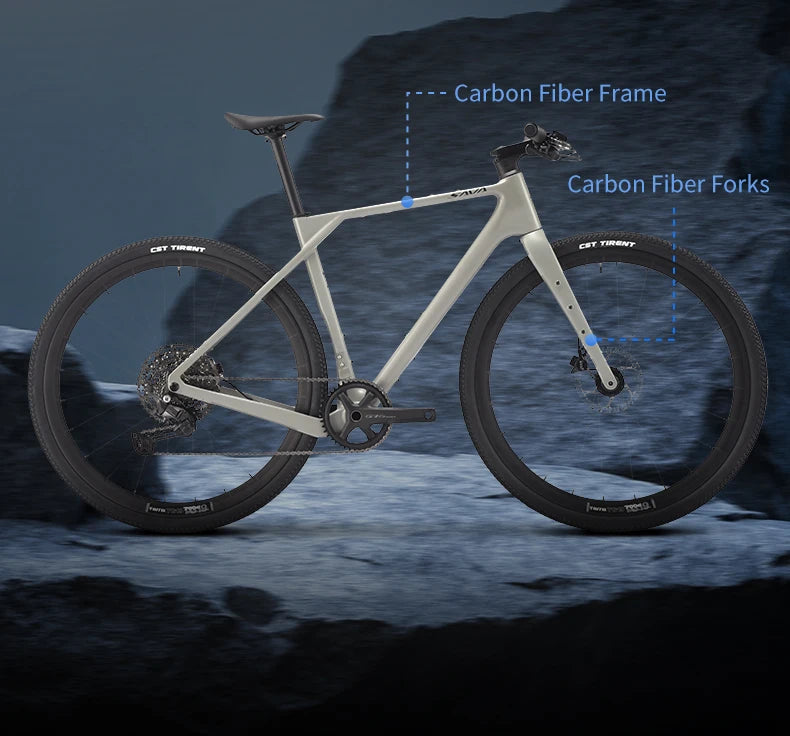 SAVA SF6 Carbon Fiber Gravel Road Bike All Terrain Suitable Off-Road Flat Handlebar Road Bicycle Oil Disc Bicycle Race Bike