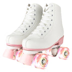 size 32-40 White Roller Skates for Women PU Leather Sneakers Flash Wheels Shoes for Beginners Teens for Woman Girls Boys Adult
