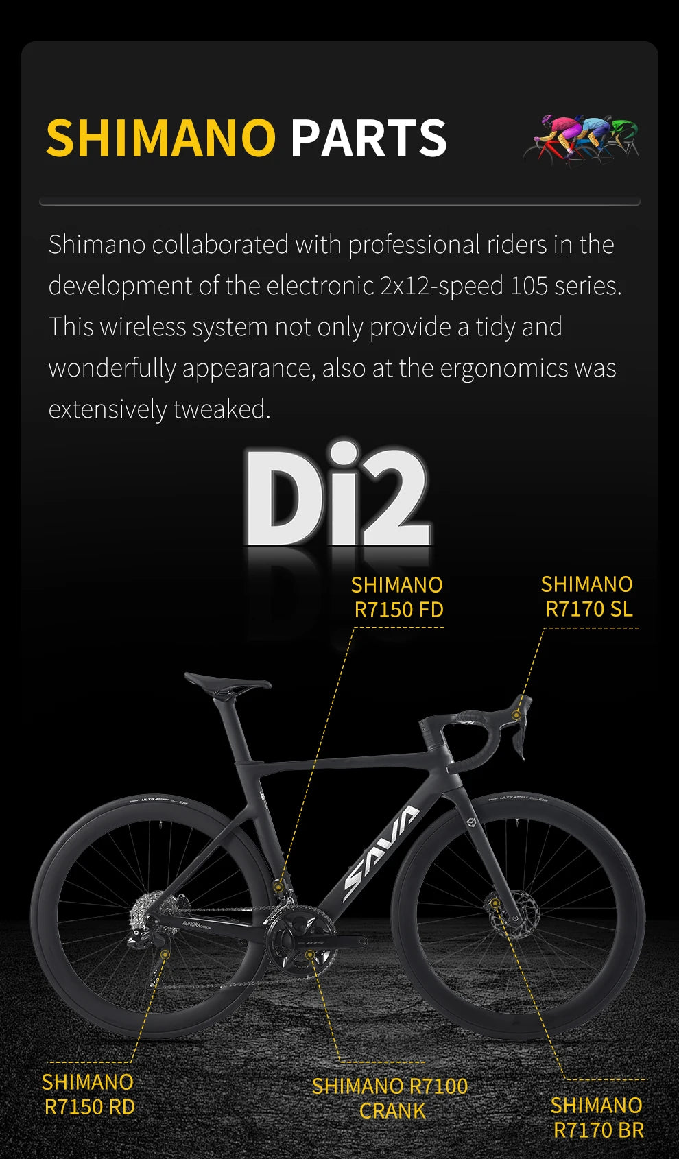 SAVA Full Carbon Fiber Road Bike Road Race-Specific Competition Bike CE+UCI International Certification