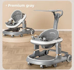 New 4-in-1 Multifunctional Baby Walker Anti-Bow Legs Anti-Tip Design 360° Swivel Silent Wheels Suitable 6-18 Months Solid Color
