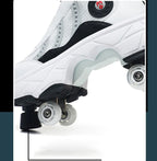 Double Row 4-Wheel Skates Roller Shoes with Wheels Dual-Purpose Racing Roller Sneakers Skateboard Shoes Speed Roller Skate Shoes