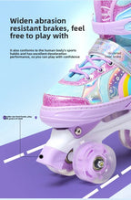 Children's Roller Skates2-12Beginner's Colorful Four-Wheel Flashing Roller Skates for Boys and Girls