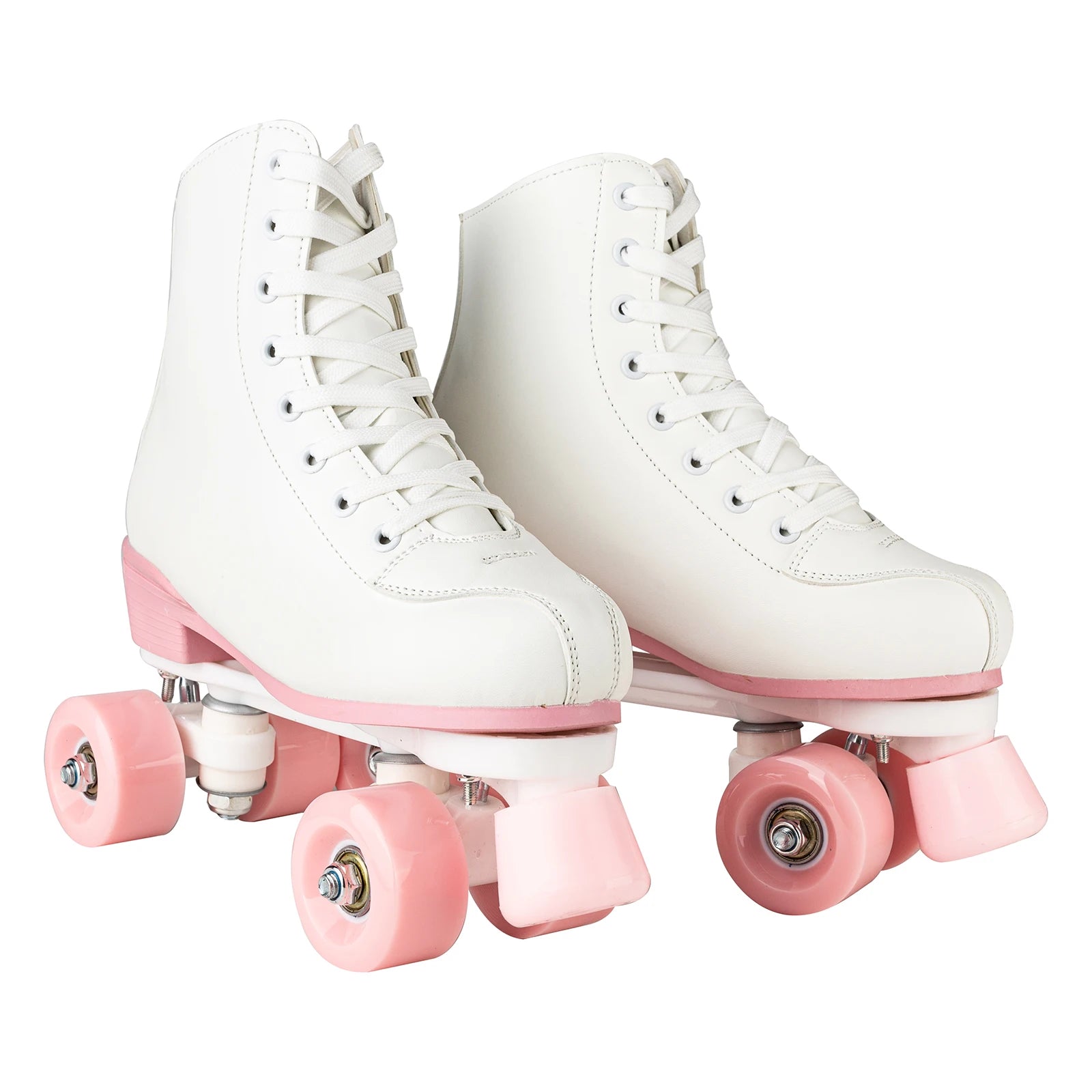 size 32-40 White Roller Skates for Women PU Leather Sneakers Flash Wheels Shoes for Beginners Teens for Woman Girls Boys Adult