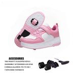 Magic Roller Skates Dual Wheel Slip-on Roller Skating Shoes 2024 New Spring Autumn Leather Surface Sports Shoes For Women Kids