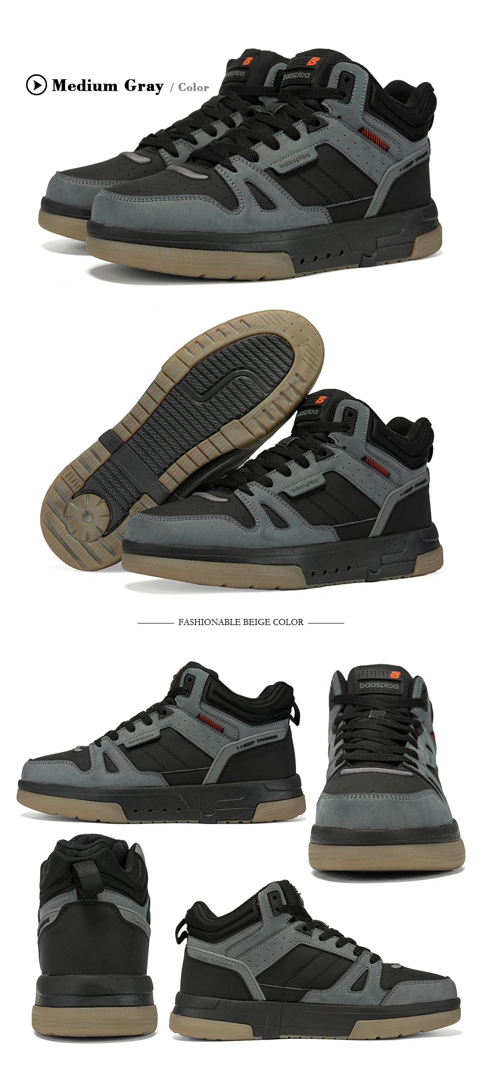 Baasploa Men Winter Sneakers Casual Skateboard Shoes for Men Comfort Plush Warm Cotton Shoes Non-Slip Outdoor Male Sneakers