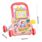 Babies Walker with Wheels Stand Learning Activities Developmental Multi-functional Toddler Trolley Hand Push Walker