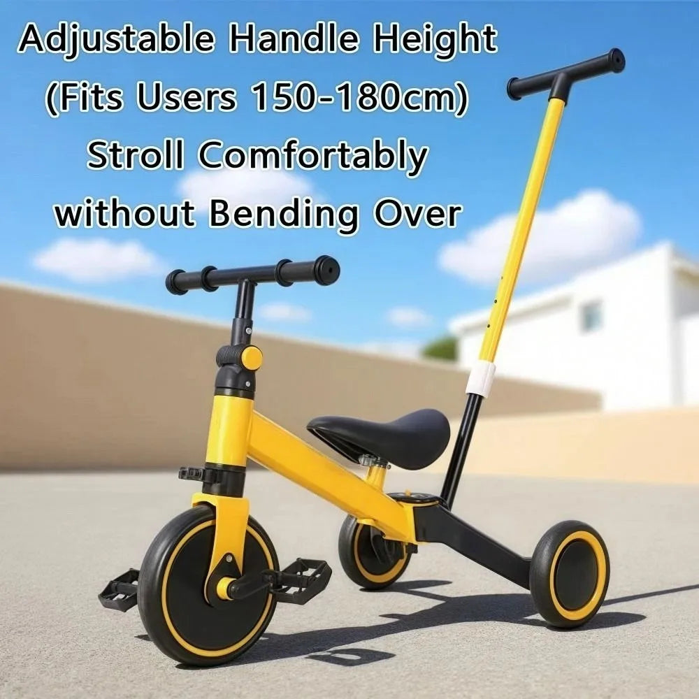 4 in 1 Mode Baby Tricycle Sturdy Detachable Kids Bicycle with Push Handle Multifunctional Toddler Balance Bike For 1-4 Years Old