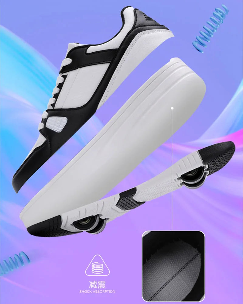 4 Wheel Dual-Use Roller Skates With Detachable Wheels,Sneakers, Boys And Girls Shoes With Wheels,Speed Skate