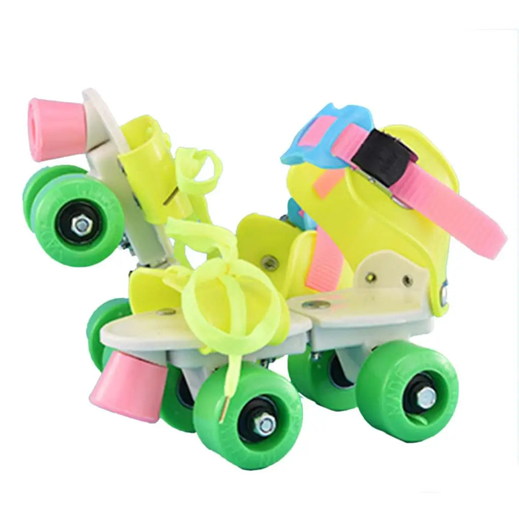 Kids Roller Skates Double Row 4 Wheel Skating Shoes Adjustable Size Sliding Slalom Inline Skates for Kids Boys Girls