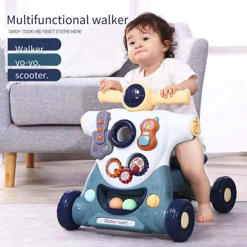 Baby Walker Push Ride On Toy 3 in 1 Learning Walking Trainer Musical Activity Stroller for Infants Toddlers Kids