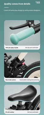 Children's Bicycle Unisex Kids Baby Dual-purpose Bike 2-3 Years Old 5-in-1 Riding Balance Bike Foldable