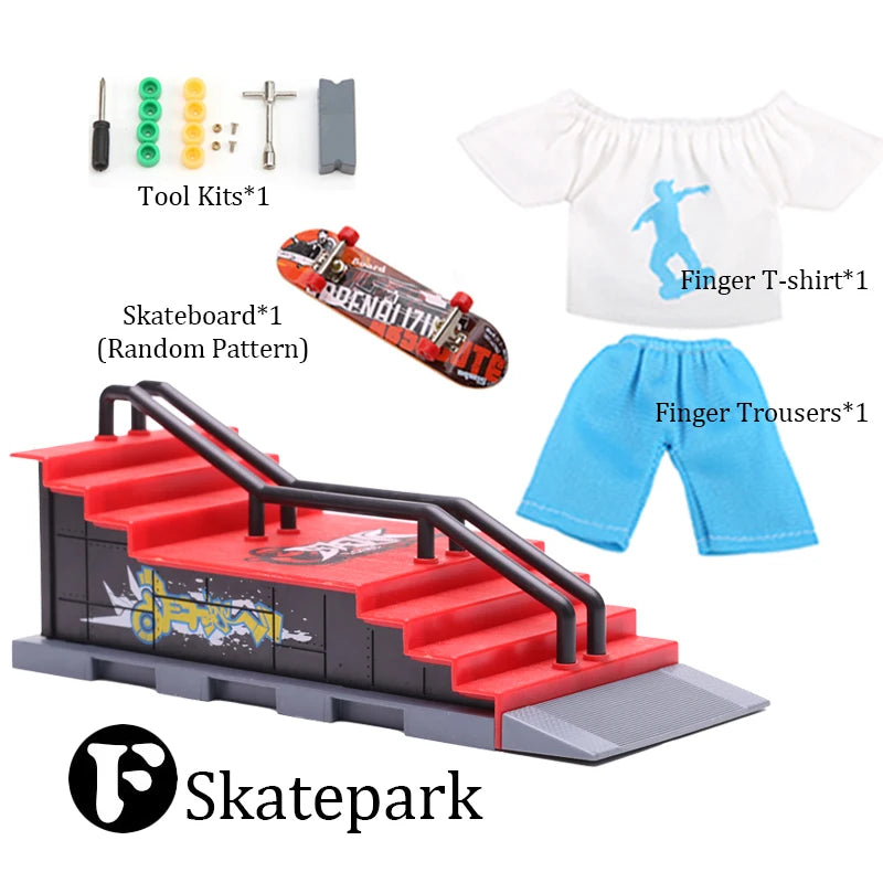 DIY Finger Skatepark 6-in-1 Set Professional Tech Practice Deck Platform Stunt Finger Skateboard Assemble Ramp Park Kits Toys