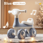 Cute 4 Wheels Baby Balance Bike with Music & Light Cartoon Mini Walker Balancing Sturdy Anti-slip Kids Scooter For 1-3 Years Old