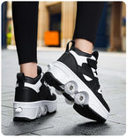Women's High Top 4 Wheel Roller Shoes Fashionable Unisex Automatic Pop-up Sneakers With Wheels Dual-purpose Skating Casual Shoes
