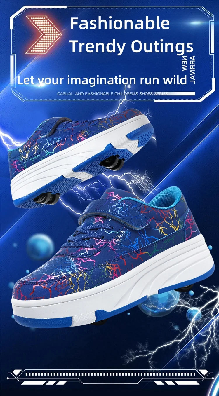 4 Wheel Dual-Use Roller Skates With Detachable Wheels,Sneakers, Boys And Girls Shoes With Wheels,Speed Skate