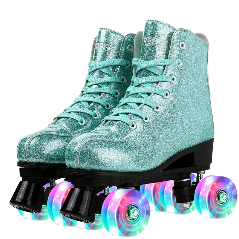 Pink Purple Blue Women Double Row Roller Skates Leather Breathable 4 wheel Sliding Skating Rollers sneakers size 31 32 33 34 35