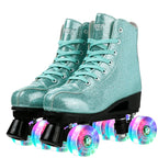 Pink Purple Blue Women Double Row Roller Skates Leather Breathable 4 wheel Sliding Skating Rollers sneakers size 31 32 33 34 35