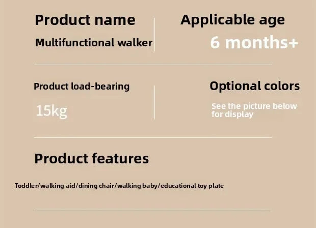 New 4-in-1 Multifunctional Baby Walker Anti-Bow Legs Anti-Tip Design 360° Swivel Silent Wheels Suitable 6-18 Months Solid Color