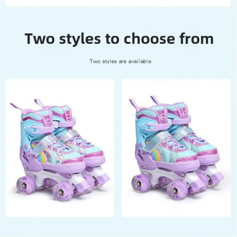 Children's Roller Skates2-12Beginner's Colorful Four-Wheel Flashing Roller Skates for Boys and Girls