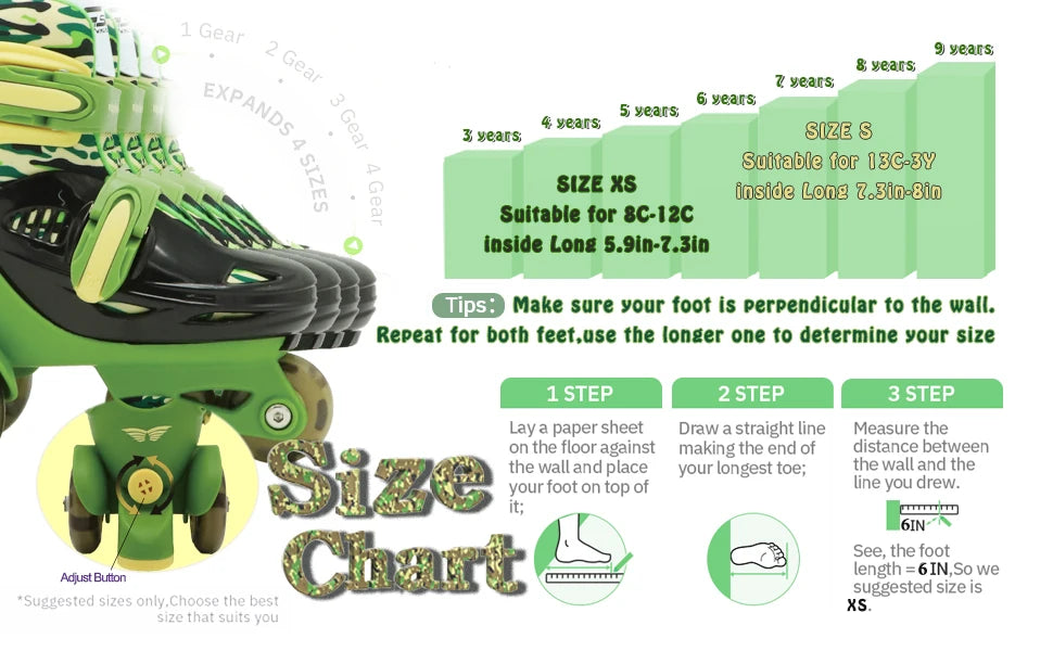 Kids Roller Skates Beginners Three-Point Roller Skates with Light up Wheels Adjustable Safety Assist Roller Skating Shoes