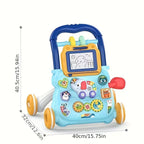Baby Walker Trolley Early Educational Learning Walking Pushing Wheel Activity Musical Drag Car Toy For Infant 0 12 Months Gift