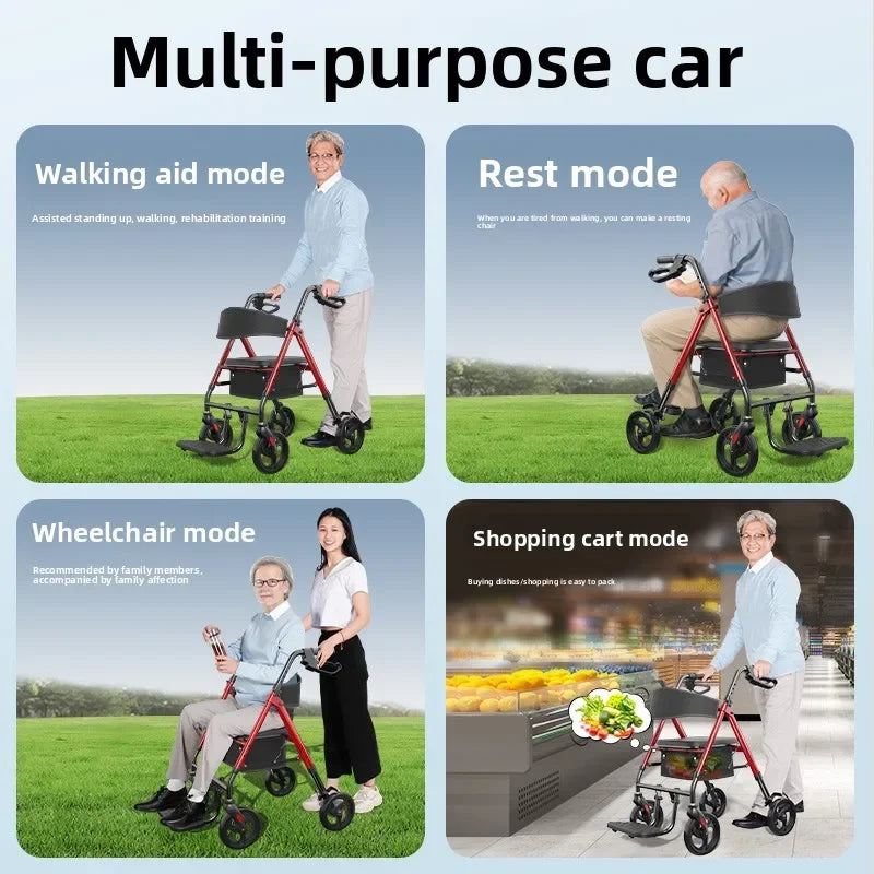 Elderly walker multifunctional assisted walking elderly dedicated walking aid hand push scooter