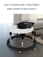 5-18M Baby Walker With Wheels Baby Toddler Foldable Multifunctional Anti-Rolling Anti-O-Leg Walker Height Adjustable Seat