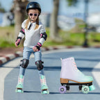 size 32 -41 Leather Double Row Roller Skates Inline Skate Shoes 4 Wheels Sneakers Women Men Adults Outdoor Sports Ice Skating