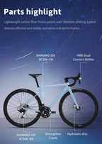 SAVA NEW STAR SHIP Carbon Road Bike, Adult Racing Bike, Equipped With Shimano 105 R7100, 24-Speed Hydraulic oil Brakes