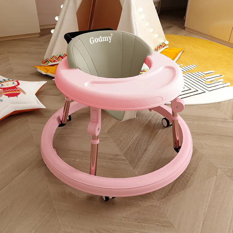 5-18M Baby Walker With Wheels Baby Toddler Foldable Multifunctional Anti-Rolling Anti-O-Leg Walker Height Adjustable Seat