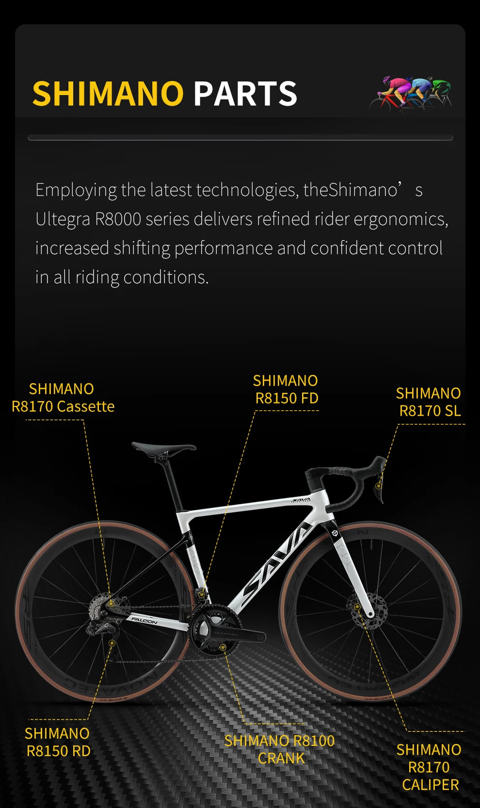 SAVA  Full Carbon Fiber electronic shifting Road Bike with SHIMAN0 ULTEGRA 8170 Di2 Race Class Road Bike 7.2kg