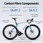 SAVA HAWKEYE Carbon Road Bike with SHIMAN0 105 7120 Kit T800 Carbon Road Bike Race Bike Aluminum Wheels