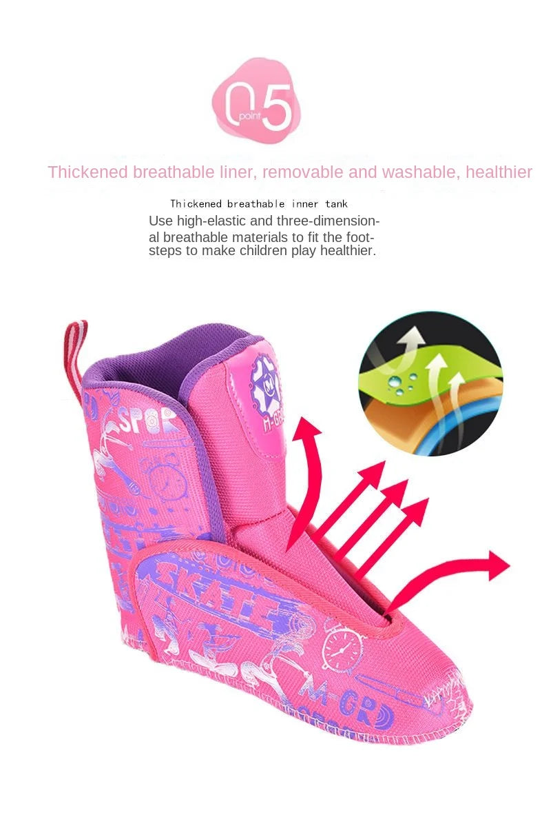 the Skating Shoes Children Beginners Baby Double Row Four-Wheel Boys Girls Roller Kids Skates