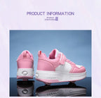 Magic Roller Skates Dual Wheel Slip-on Roller Skating Shoes 2024 New Spring Autumn Leather Surface Sports Shoes For Women Kids