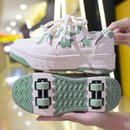 Removable Pulley Skate Skating Roller Skate Shoes for Boys Girls Upgraded Speed Sneakers with 4-Wheels for Kids Racing Skates