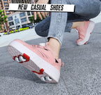 Double Row 4-Wheel Skates Roller Shoes with Wheels Dual-Purpose Roller Sneakers