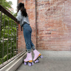 Pink Purple Blue Women Double Row Roller Skates Leather Breathable 4 wheel Sliding Skating Rollers sneakers size 31 32 33 34 35