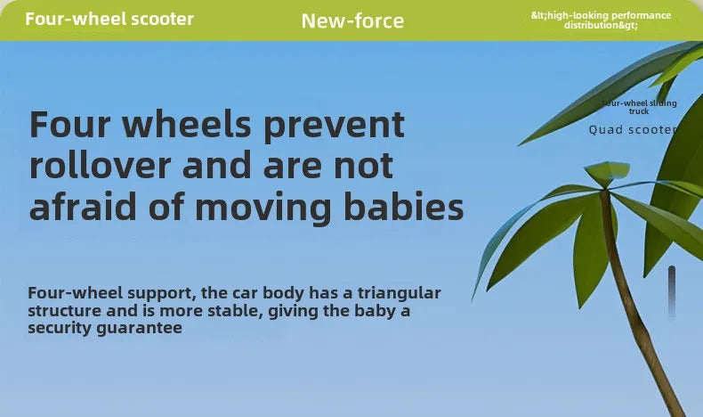 Baby Cartoon Glider Bike Toddler Balance Training 4 Wheels Scooter Outdoor Ride on Toys Baby Walker Gifts for Children Aged 1-3