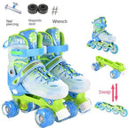 the Skating Shoes Children Beginners Baby Double Row Four-Wheel Boys Girls Roller Kids Skates