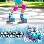 Kids Roller Skates Beginners Three-Point Roller Skates with Light up Wheels Adjustable Safety Assist Roller Skating Shoes