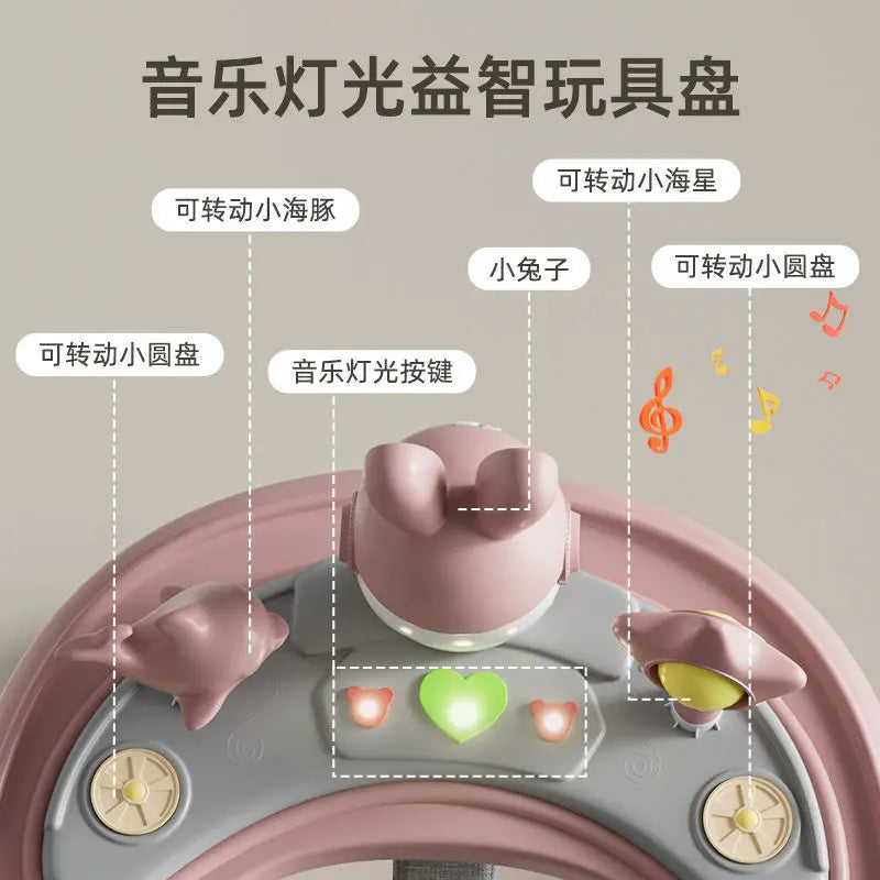 Baby Walker 7-speed Adjustable Music Multi-function Anti-O-leg Anti-rollover Folding Baby Walker for 6-18 Months