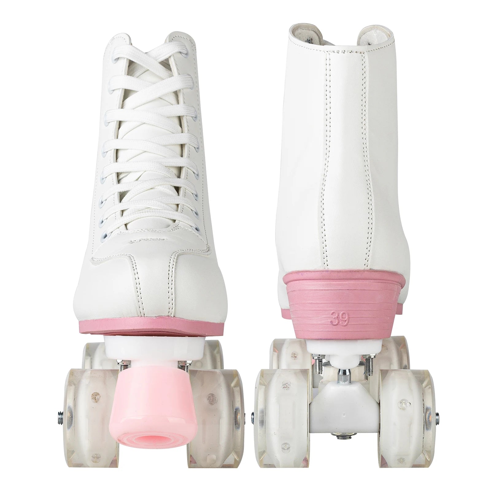 size 32-40 White Roller Skates for Women PU Leather Sneakers Flash Wheels Shoes for Beginners Teens for Woman Girls Boys Adult