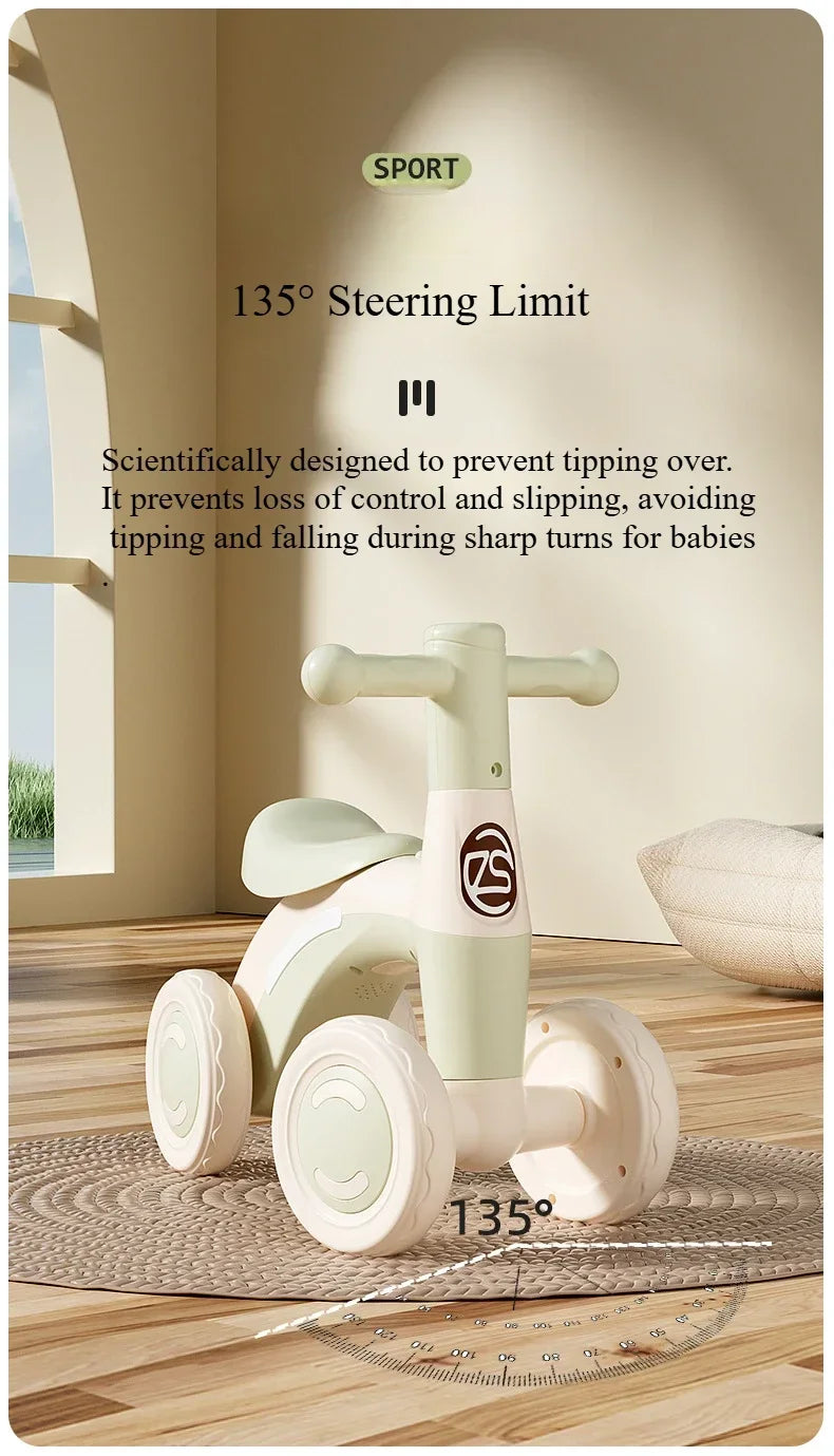 Riding Toy Balance Bike Silent Glider Learning Walker Children's Training Riding Belt Safety Wheel Indoor Outdoor Birthday Gift