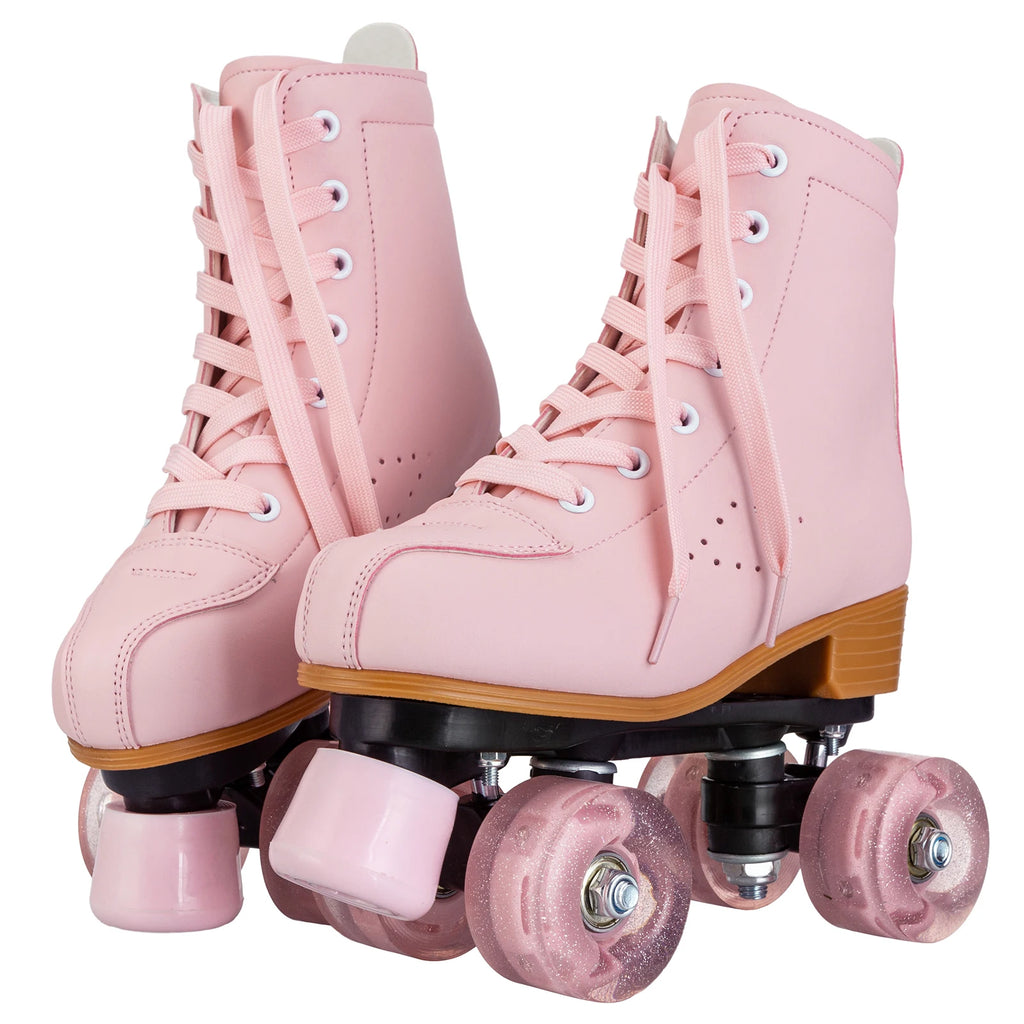 Pink Purple Blue Women Double Row Roller Skates Leather Breathable 4 wheel Sliding Skating Rollers sneakers size 31 32 33 34 35