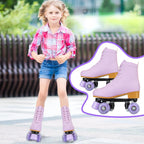 Pink Purple Blue Women Double Row Roller Skates Leather Breathable 4 wheel Sliding Skating Rollers sneakers size 31 32 33 34 35